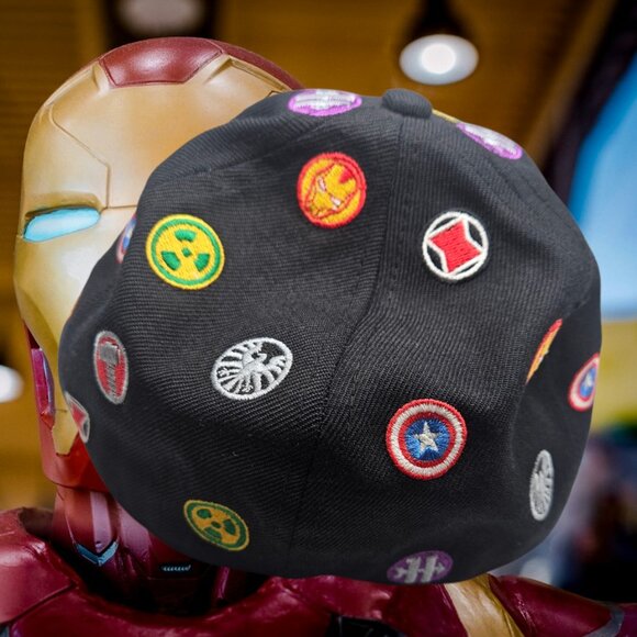 Iron Man 3 Hat Marvel One Size Acrylic Wool Blend Black Embroidered Patch CAP - Picture 3 of 5